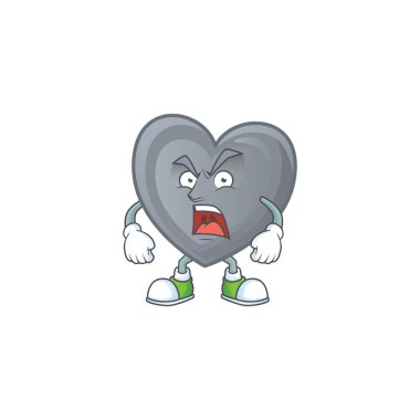 Gri aşk çizgi film karakteri tasarımı kızgın bir yüze sahip