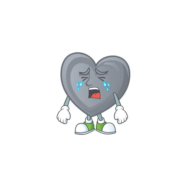 Sad of grey love cartoon mascot style — Stock Vector