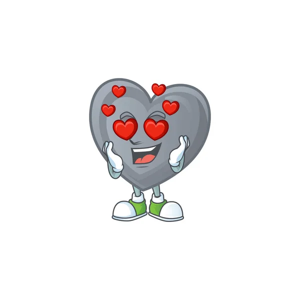 Tomber amoureux mignon gris amour dessin animé personnage design — Image vectorielle