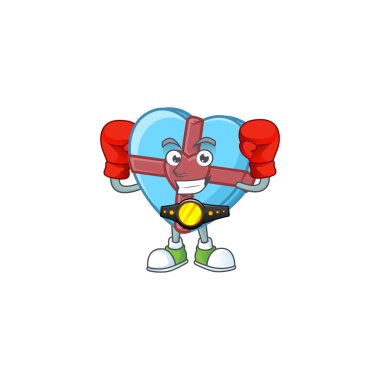 Mutlu Yüz Boks aşk hediyesi mavi çizgi film karakter tasarımı