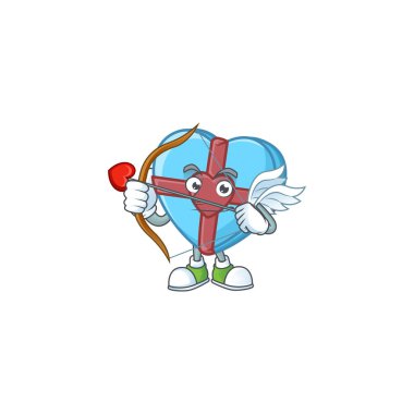 Romantik, tatlı bir aşk hediyesi. Kanatlı ve oklu mavi aşk tanrısı.