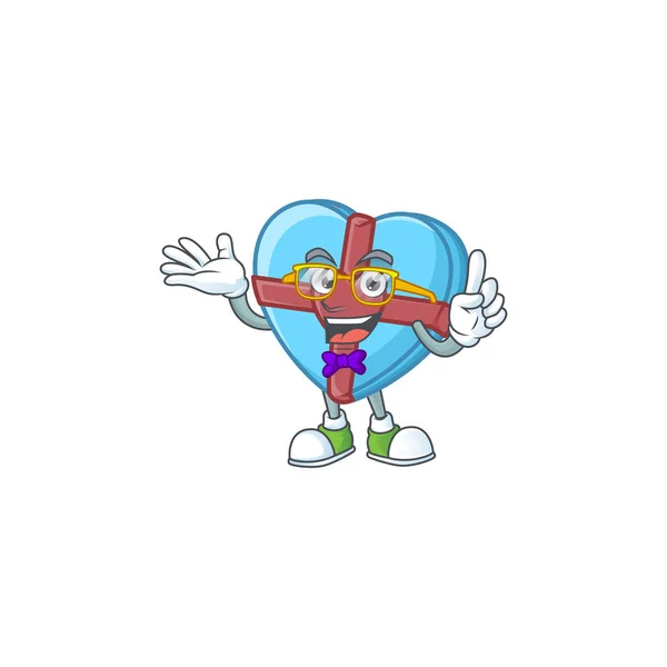 Cartoon character of Geek love gift blue design — Stock Vector
