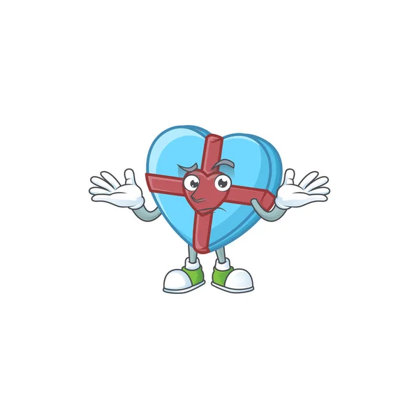 Super divertido sonriente amor regalo mascota azul estilo de dibujos animados — Archivo Imágenes Vectoriales