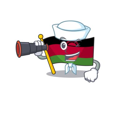 Gülümseyen mutlu denizci dürbünlü Malawi bayrağı tasarımı