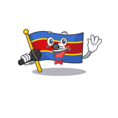 Bir mikrofon tutarken Swaziland bayrağı şakıyan çizgi film