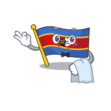 Swaziland tarzı bir garsonun bayrak karakteri
