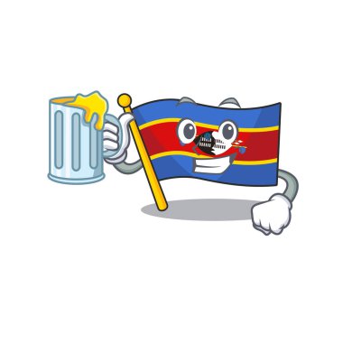 Mutlu bayrak Svaziland meyve suyu dolu bir bardak tutuyor