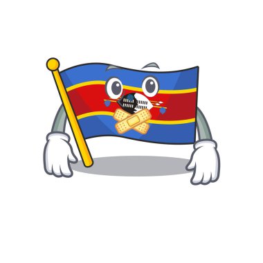 Flag Sziland maskot karakteri tarzı sessiz bir jest yapıyor