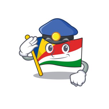 Polis kılığındaki Flag Seyşeller çizgi film karakteri