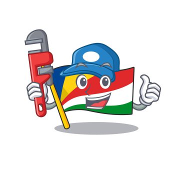 Çizgi film karakteri maskot tasarımı üzerine Tesisat Bayrağı Seyşelleri