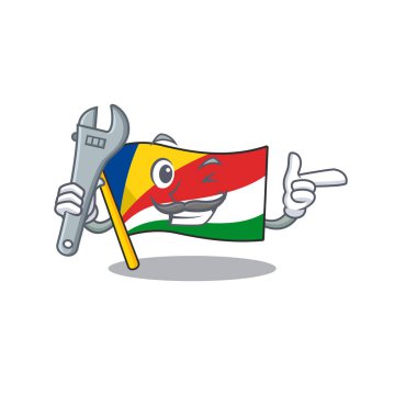 Profesyonel mekanik bayrak Seyşeller maskot karakter tarzı