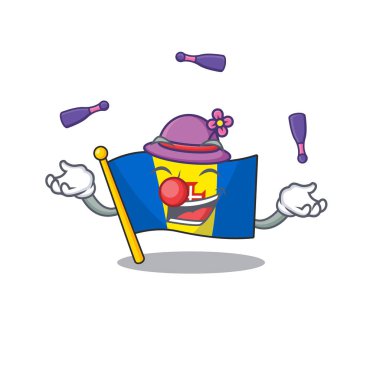 Süper havalı jonglör bayrak madeira maskot stili