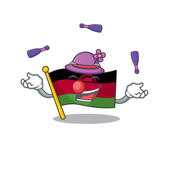 Super cool Jonglerande flagga malawi maskot tecknad stil — Stock vektor