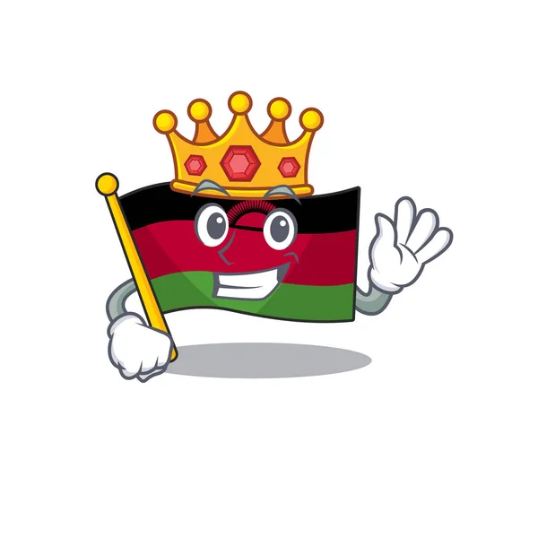 Král Indonéský vlajka malawi na karikatuře znak maskot design — Stockový vektor