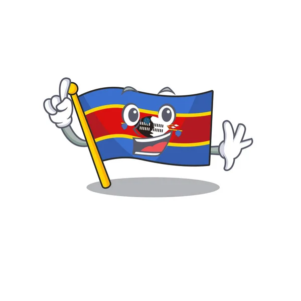 Vinger vlag swaziland in mascotte cartoon karakter stijl — Stockvector