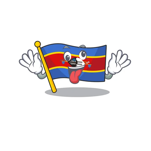 Mascote ilustração de expressão louca bandeira suazilândia Desenho de personagens de desenhos animados — Vetor de Stock