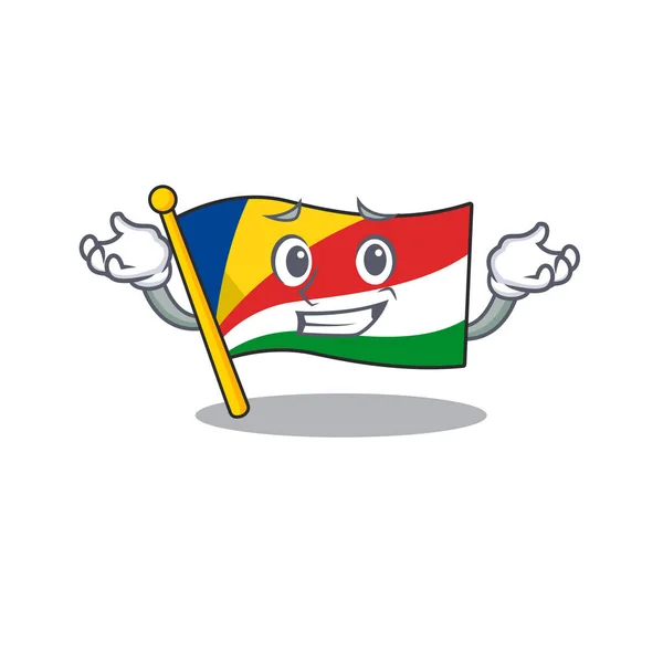 Super Cool sonriendo bandera seychelles mascota estilo de dibujos animados — Vector de stock