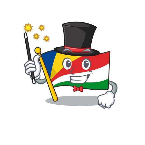 Cartoon character design of flag seychelles Style magicien — Image vectorielle
