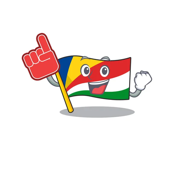 Drapeau doigt mousse seychelles sur mascotte style dessin animé — Image vectorielle