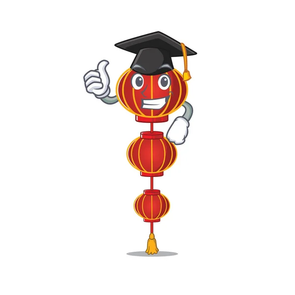 Szczęśliwy lampion chiński latarnia noszenie czarny kapelusz Graduation — Wektor stockowy