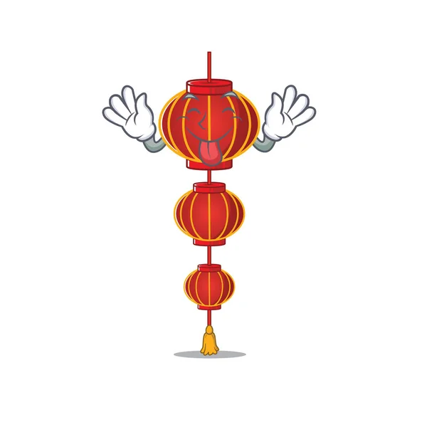 超级可爱的灯笼中国灯笼卡通设计与舌头了 — 图库矢量图片
