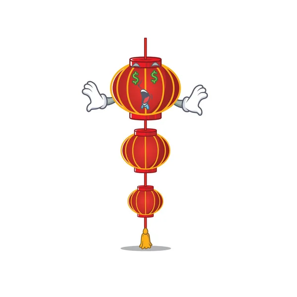 Lanterne chinoise Lampion avec oeil d'argent style de personnage de dessin animé — Image vectorielle