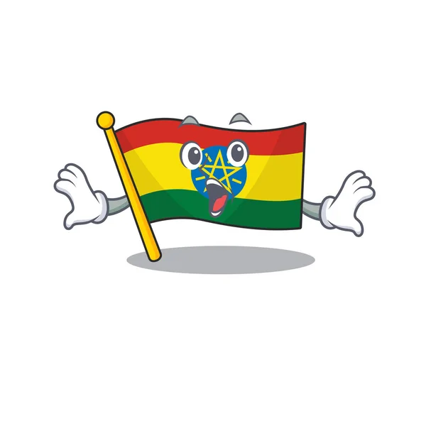 Bandera sorprendida ethiopia gesto de la cara en el estilo de dibujos animados — Vector de stock