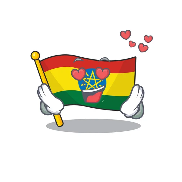Ερωτεύονται Ευτυχισμένο χαριτωμένο σημαία ethiopia σχέδιο κινουμένων σχεδίων — Διανυσματικό Αρχείο