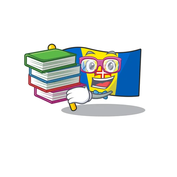 Studente con libro bandiera madeira mascotte stile personaggio dei cartoni animati — Vettoriale Stock