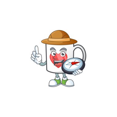 Fincan kahvesi stilize aşk Explorer bir pusula var