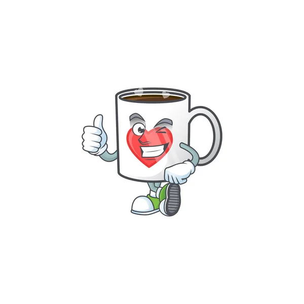Um ícone de xícara de café amor fazendo polegares até gesto — Vetor de Stock