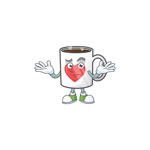 Super divertente macinare tazza di caffè amore mascotte stile cartone animato — Vettoriale Stock