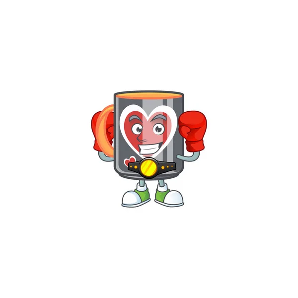 Cara feliz caneca de boxe amor desenho animado personagem design — Vetor de Stock