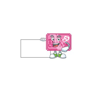 Neşeli pembe aşk kuponu karakteri. Tahtası var.