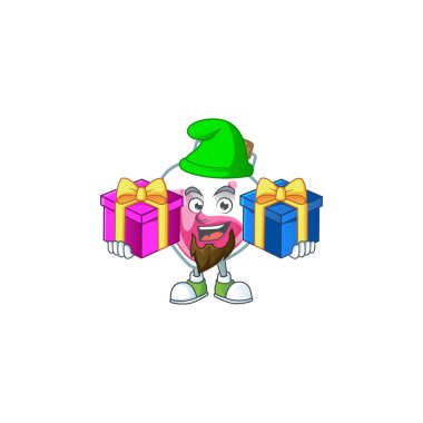 Tatlı pembe iksir çizgi film maskotu tarzı Dili dışarıda