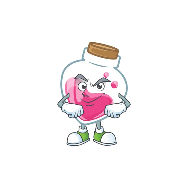 Mascotte de potion rose style de personnage de dessin animé avec sourire visage — Image vectorielle