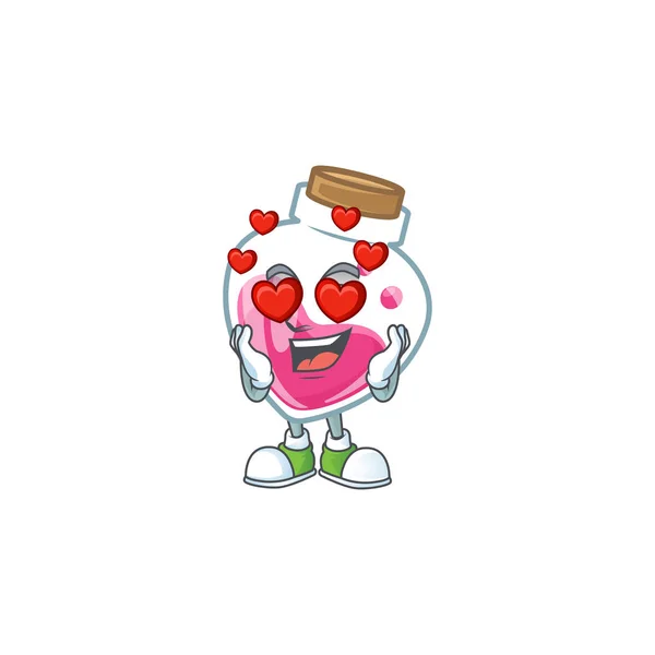 Tomber amoureux mignon rose potion dessin animé personnage design — Image vectorielle
