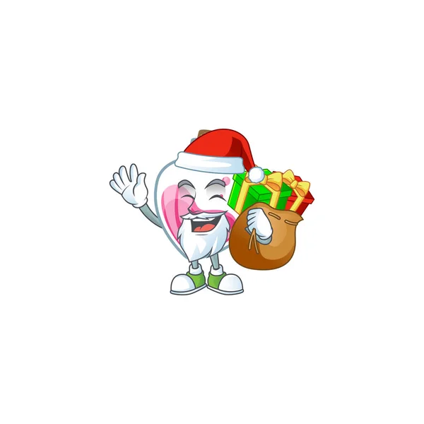 Weihnachtsmann rosa Trank Zeichentrickfigur Design mit Schachtel mit Geschenk — Stockvektor