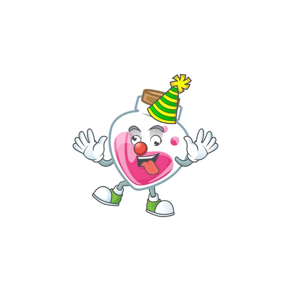 Funny Clown pink potion cartoon character mascot design — 스톡 벡터