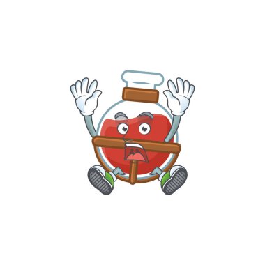 Şok edici bir jestle kırmızı iksir tarzında bir ikon karakter