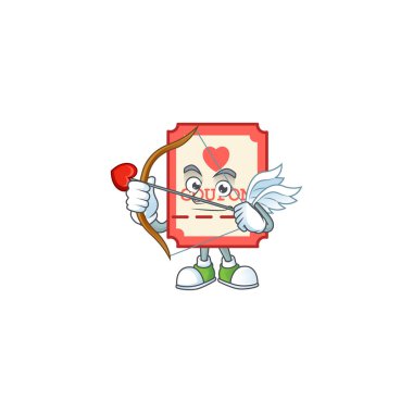 A romantic sweet red love coupon Cupid with arrow and wings