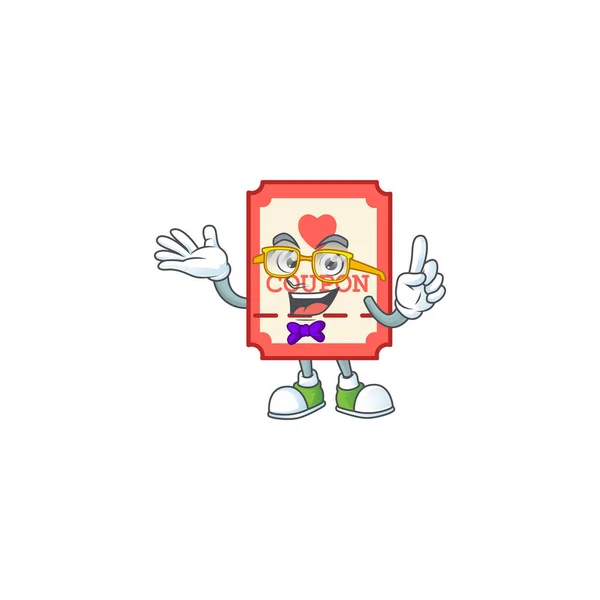 Cartoon character of Geek red love coupon design — Stock Vector