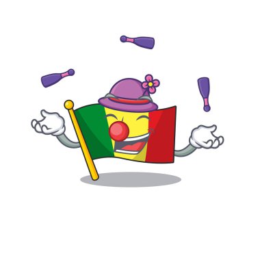 Bayrak taşıyan şirin bir bayrak Mali çizgi film karakteri tarzı