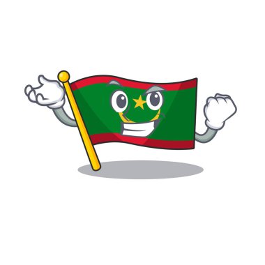 Mutlu kendinden emin başarılı bayrak Mauritania çizgi film karakteri tarzı
