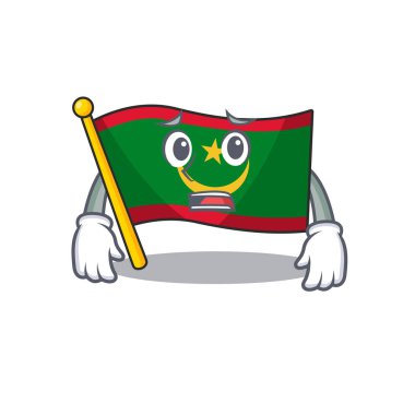 Bayrak Mauritania Çizgi film karakteri korkmuş yüz ifadesi sergiliyor