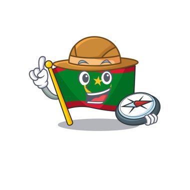 Explorer bayrak mauritania çizgi film karakteri bir pusula tutuyor