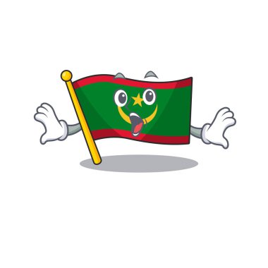 Şaşırmış bayrak mauritania çizgi film stilinde yüz jesti