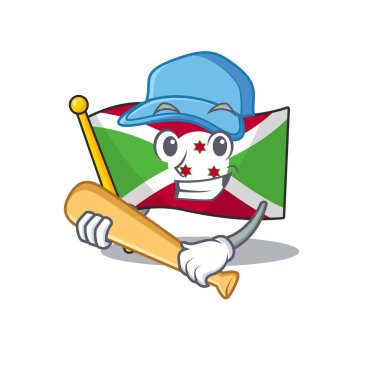 Gülen Burundi bayrağı beyzbol oynayan komik maskot.