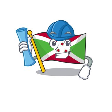 Neşeli Mimari Bayrak Burundi karikatür stili mavi izler taşıyor
