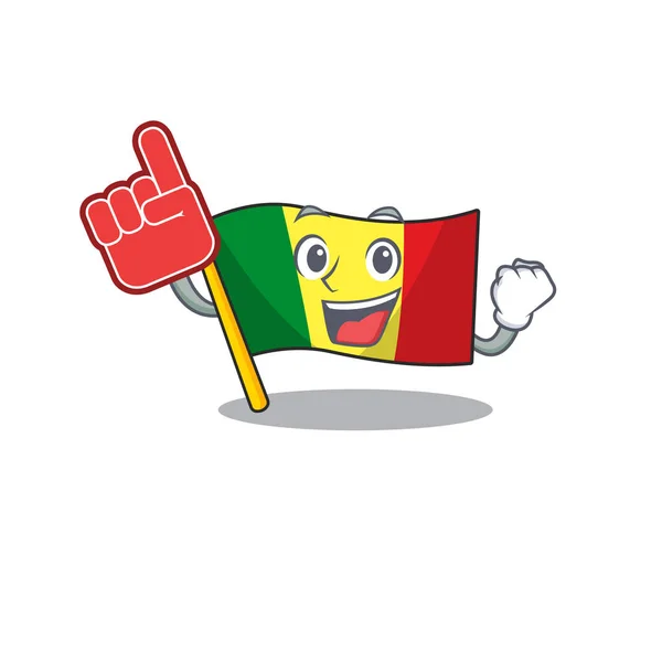 Cool bandera mali con la mascota de la cerveza estilo de dibujos animados — Vector de stock